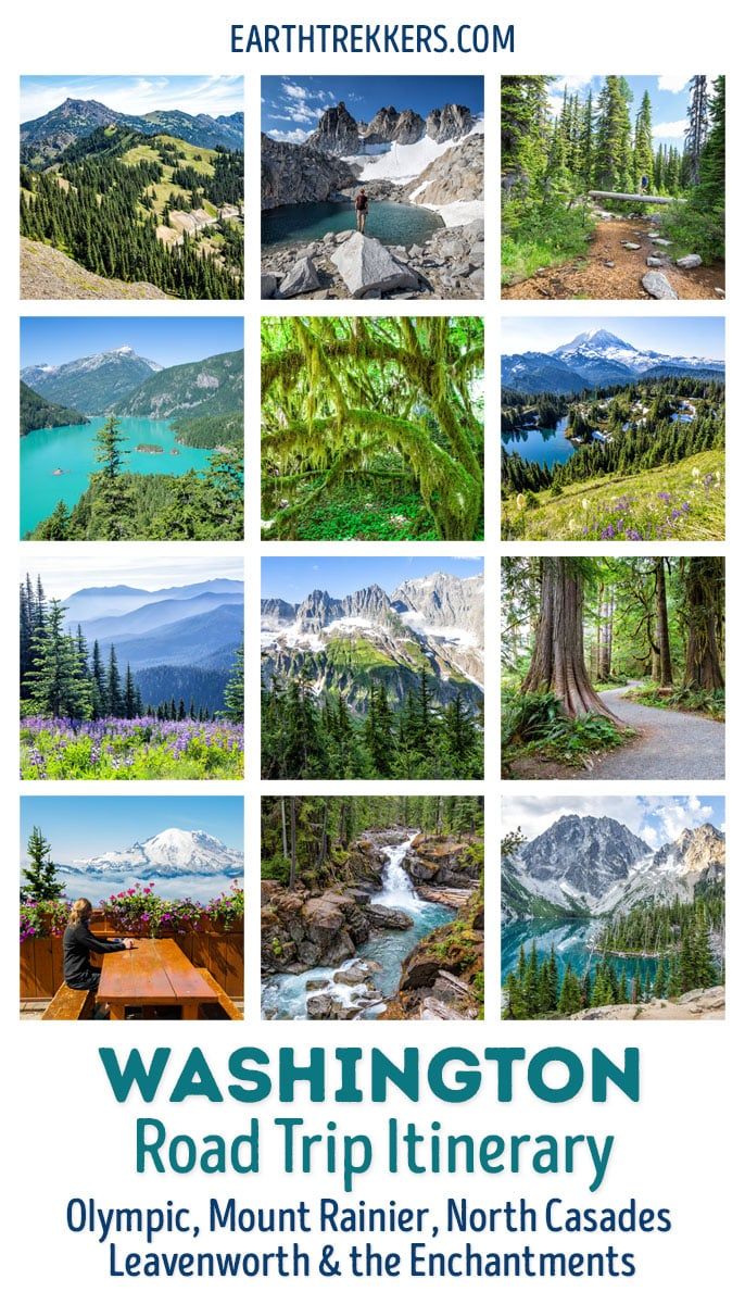 Washington state road trip itinerary with Olympic, Mount Rainier, North Cascades National Parks, Enchantments, Leavenworth, Lake Chelan