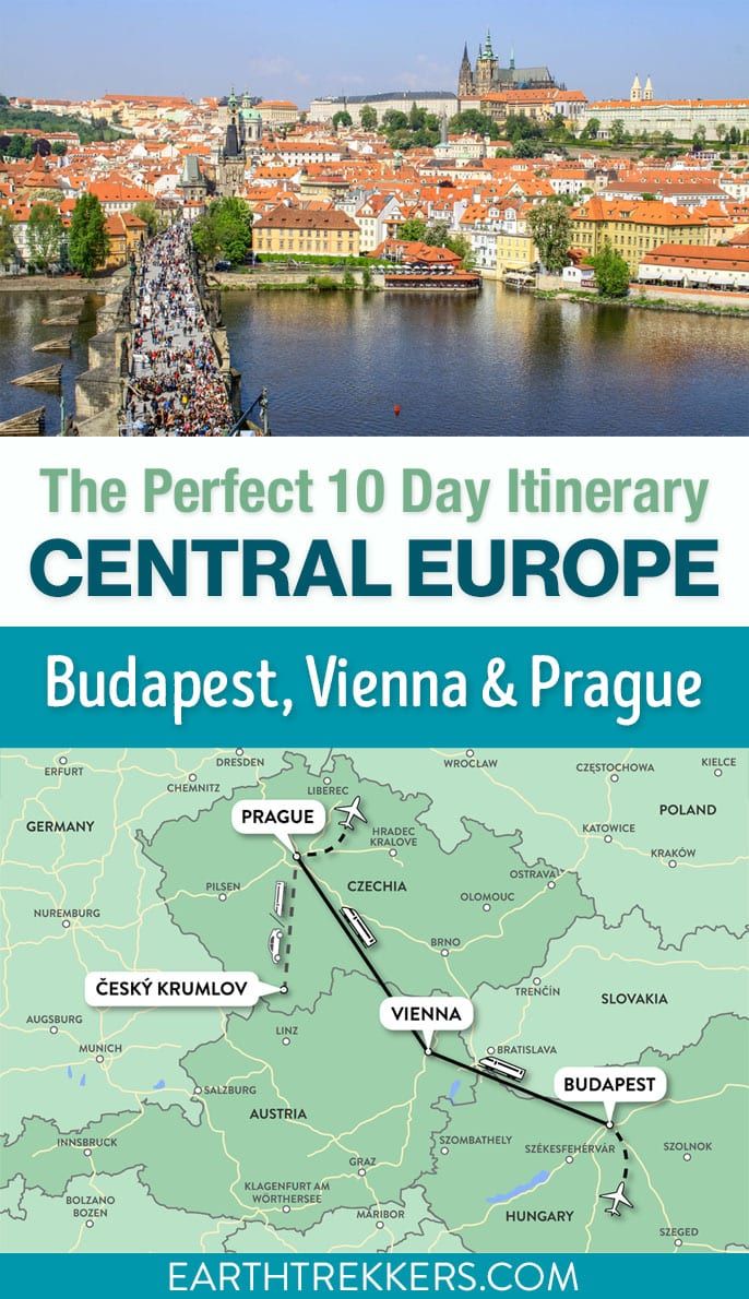 10 day Central Europe Itinerary: Prague, Vienna, Budapest, and Cesky Krumlov. Travel by train, no rental car necessary.