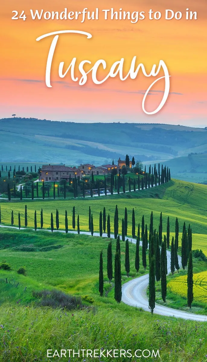 Best things to do in Tuscany, Italy: Florence, Pisa, Arezzo, Lucca, Montalcino, Montepulciano, Pienza, Val d'Orcia, Chianti, Cortona, Volterra, Siena, San Gimignano, Elba, and Cascate de Mulino.