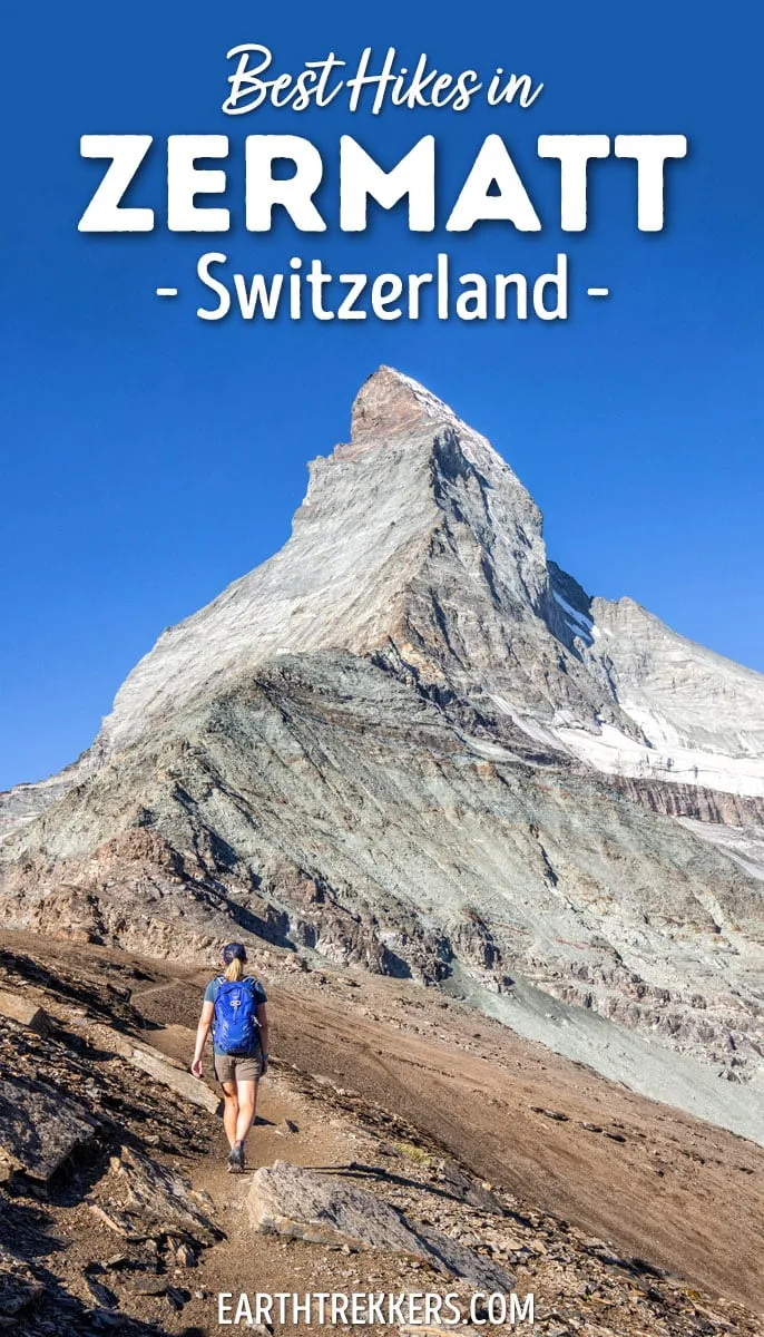 Best hikes in Zermatt, Switzerland. Matterhorn Glacier Trail, Hornlihutte, Gornergrat to Riffelsee and Riffelberg, Stellisee, Five Lakes Trail, Oberrothorn, Edelweiss, Breithorn, and the Gourmet Trail.