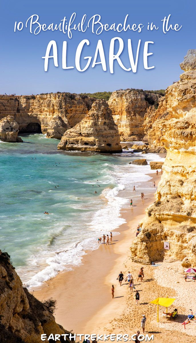 Best beaches in Algarve, Portugal. On the list are Camilo Beach, Marinha Beach, Praia dos Tres Irmaos, Praia Dona Ana, Cordeira Beach, Praia dos Arrifes, and more.