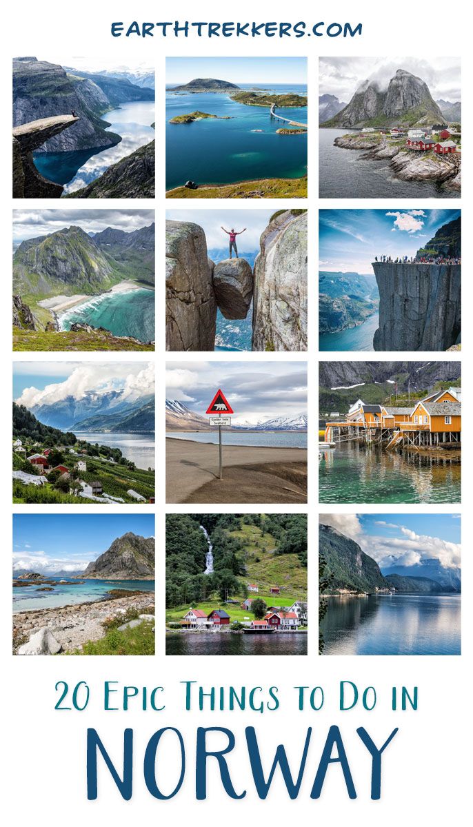 Best things to do in Norway: Trolltunga, Kjeragbolten, Lofoten Islands, Svalbard, Oslo, Bergen, Tromso, Pulpit Rock, Senja, Vesteralen Islands, Stavanger, and more.