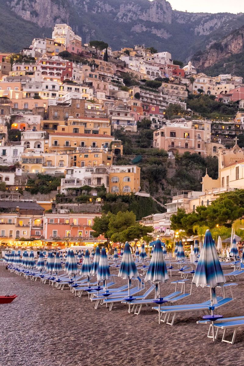 Positano Beach Sunset in October