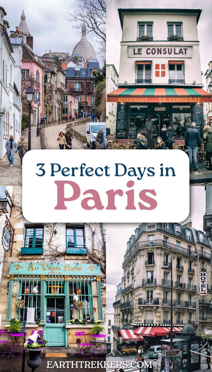 3 days in Paris itinerary. Visit the Eiffel Tower, the Louvre, Arc de Triomphe, Montmartre, Versailles, Musee d'Orsay, Notre-Dame Cathedral, and more.