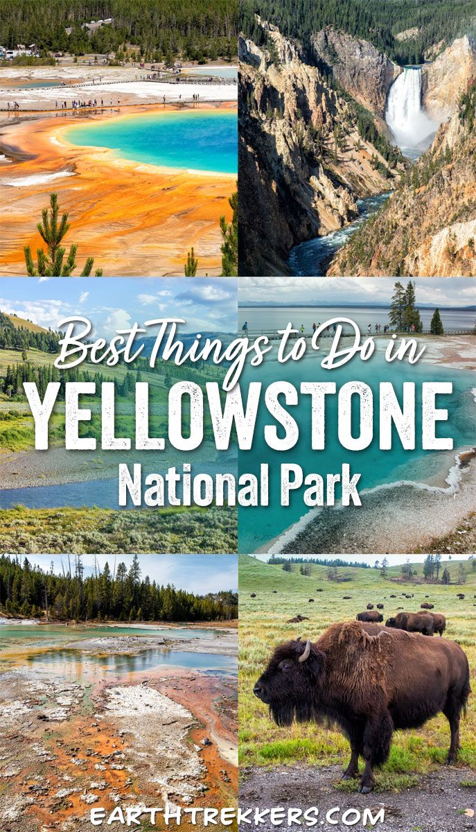 Best things to do in Yellowstone National Park: Old Faithful, Grand Prismatic Spring, Grand Canyon of the Yellowstone, Hayden and Lamar Valleys, geyser basins, hikes, scenic drives, and more.