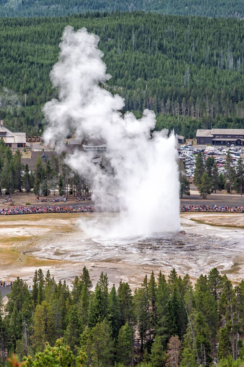 Old Faithful Eruption from Observation Point