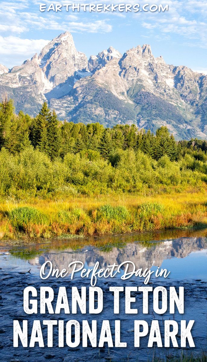 One day Grand Teton National Park itinerary. Visit Mormon Row, Schwabacher Landing, Jenny Lake, Jackson, Inspiration Point, Oxbow Bend.
