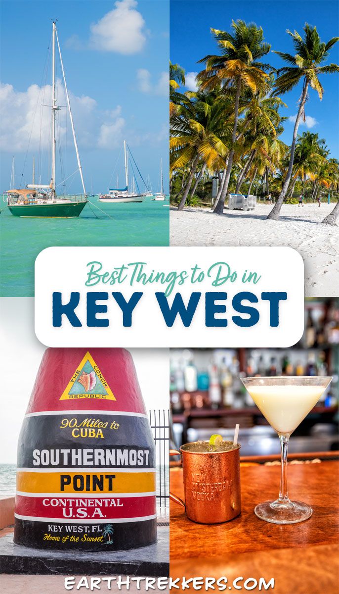 Best things to do in Key West, Florida: Mallory Square sunsets, bar hopping on Duval Street, Hemingway's House, cruising in a tiki boat, and going to the beach.